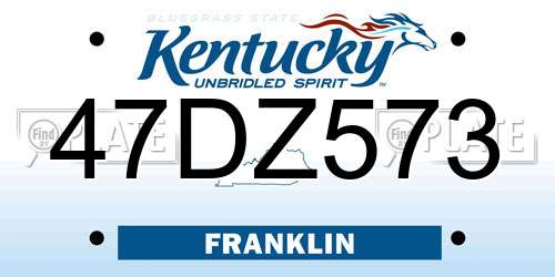 47DZ573 Kentucky License Plate