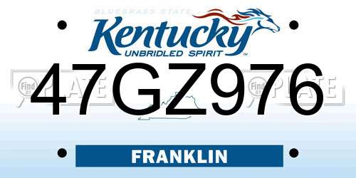 47GZ976 Kentucky License Plate