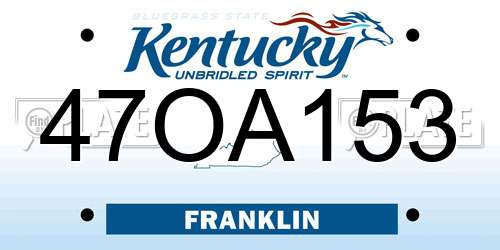 47OA153 Kentucky License Plate