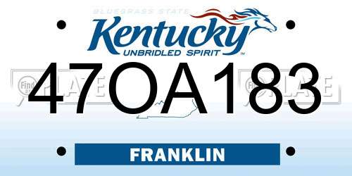 47OA183 Kentucky License Plate