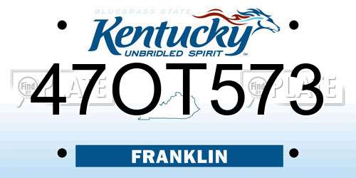 47OT573 Kentucky License Plate