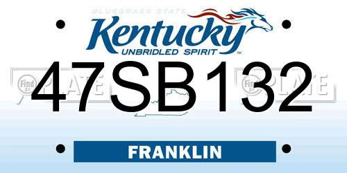 47SB132 Kentucky License Plate