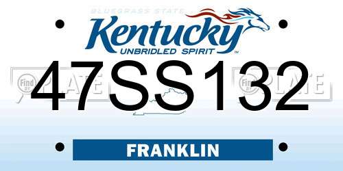 47SS132 Kentucky License Plate