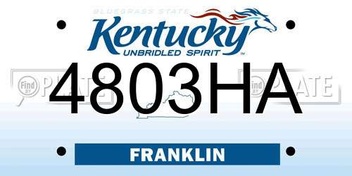 4803HA Kentucky License Plate