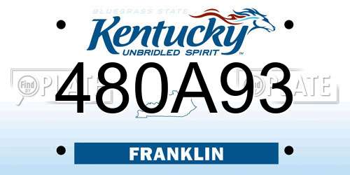 480A93 Kentucky License Plate