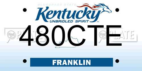 480CTE Kentucky License Plate