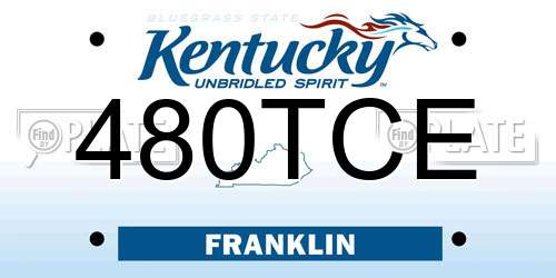 480TCE Kentucky License Plate