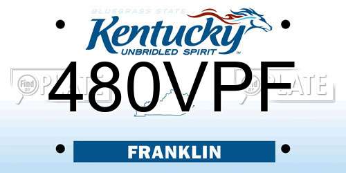 480VPF Kentucky License Plate