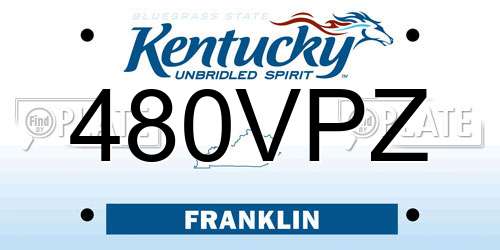 480VPZ Kentucky License Plate