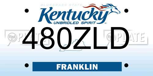 480ZLD Kentucky License Plate