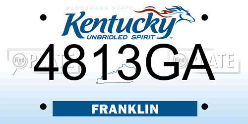 4813GA Kentucky License Plate