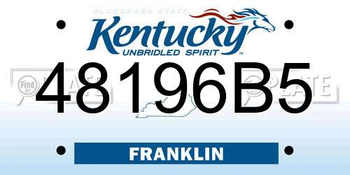 48196B5 Kentucky License Plate