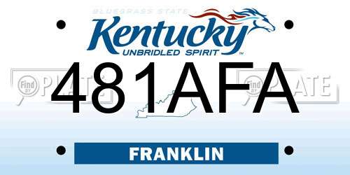 481AFA Kentucky License Plate