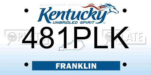 481PLK Kentucky License Plate