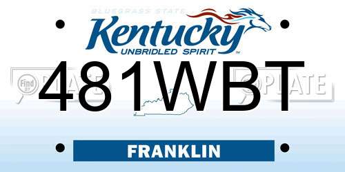 481WBT Kentucky License Plate