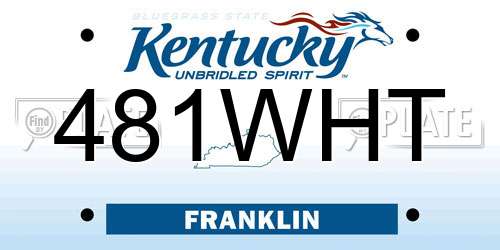 481WHT Kentucky License Plate