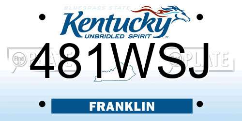 481WSJ Kentucky License Plate