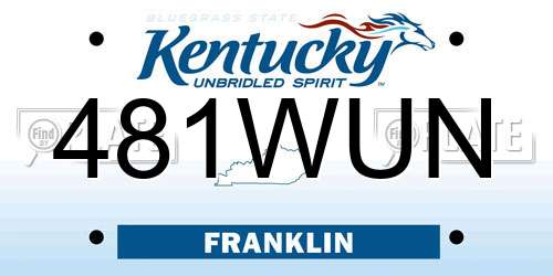 481WUN Kentucky License Plate