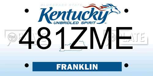 481ZME Kentucky License Plate