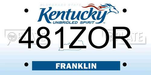 481ZOR Kentucky License Plate