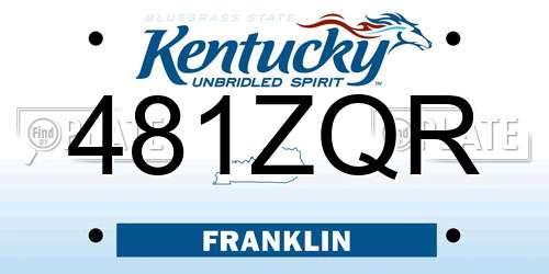 481ZQR Kentucky License Plate