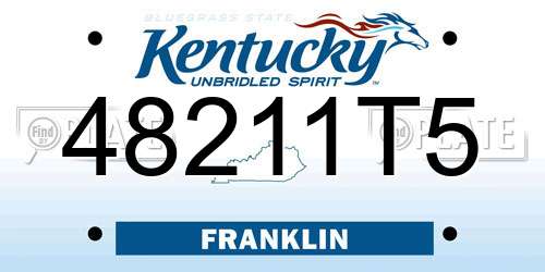 48211T5 Kentucky License Plate
