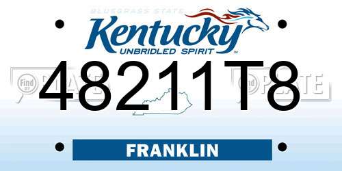 48211T8 Kentucky License Plate