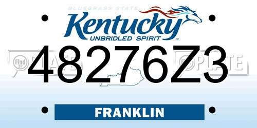 48276Z3 Kentucky License Plate