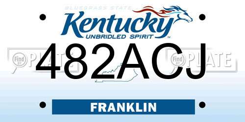 482ACJ Kentucky License Plate