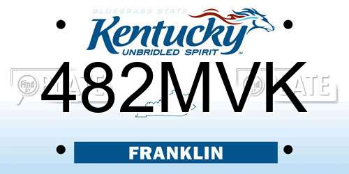 482MVK Kentucky License Plate
