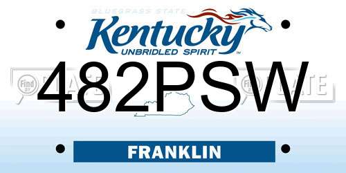 482PSW Kentucky License Plate