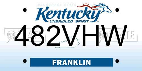 482VHW Kentucky License Plate