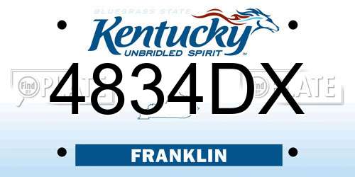 4834DX Kentucky License Plate