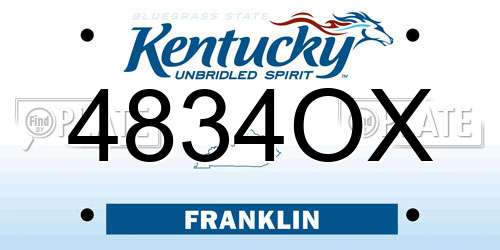4834OX Kentucky License Plate