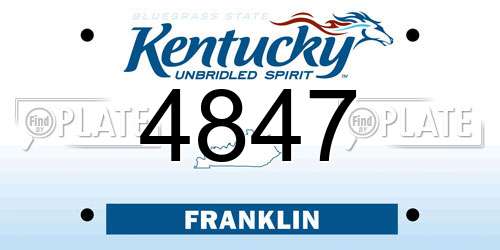 4847 Kentucky License Plate
