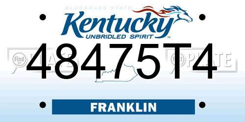 48475T4 Kentucky License Plate