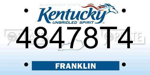 48478T4 Kentucky License Plate