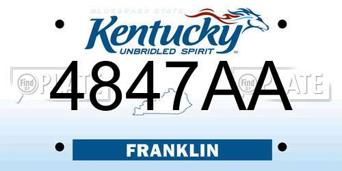 4847AA Kentucky License Plate