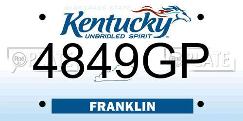 4849GP Kentucky License Plate