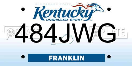484JWG Kentucky License Plate