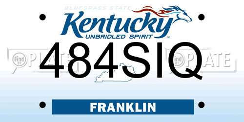 484SIQ Kentucky License Plate