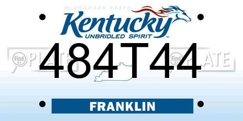 484T44 Kentucky License Plate