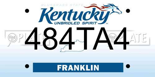 484TA4 Kentucky License Plate