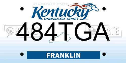 484TGA Kentucky License Plate