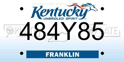 484Y85 Kentucky License Plate