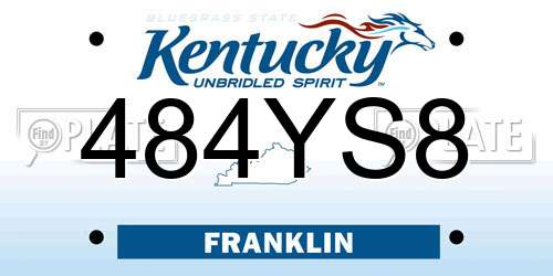 484YS8 Kentucky License Plate
