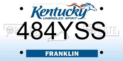484YSS Kentucky License Plate