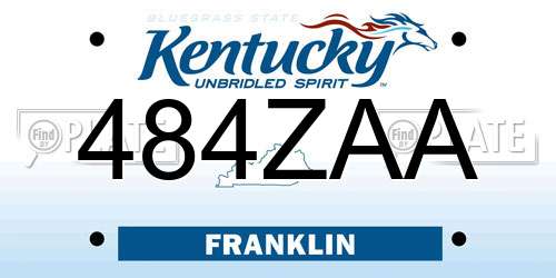 484ZAA Kentucky License Plate