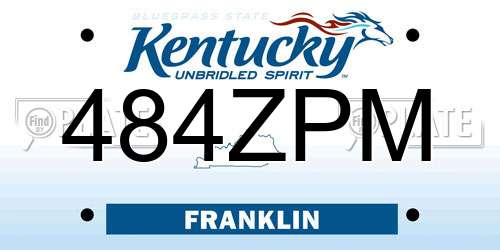 484ZPM Kentucky License Plate