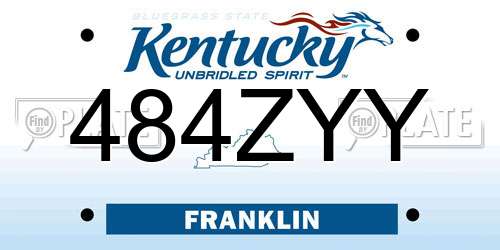 484ZYY Kentucky License Plate